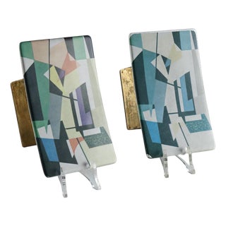 Plastic and Brass Handles, Set of 2 For Sale