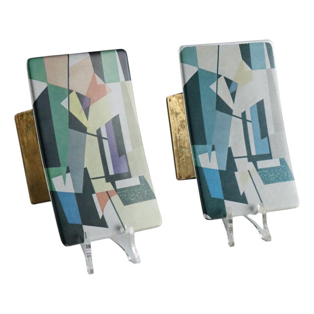 Plastic and Brass Handles, Set of 2 For Sale