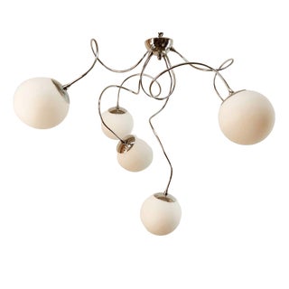 Adjustable Hanging Lamp with White Sphere Glass For Sale