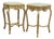 1970 French Louis XVI Gold Beech Marble Side Tables - Pair of 2 PCS For Sale