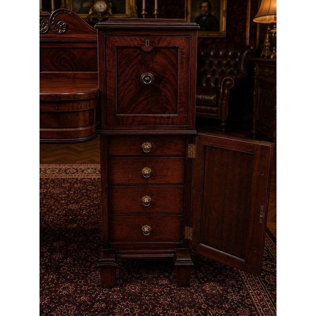 Brown William IV Mahogany Twin Pedestal Sideboard with Carved Back, England, 1837 For Sale - Image 8 of 17
