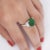 Certified 5.80 Carat Natural Jadeite Jade and Baguette Diamond Platinum Ring For Sale - Image 4 of 7
