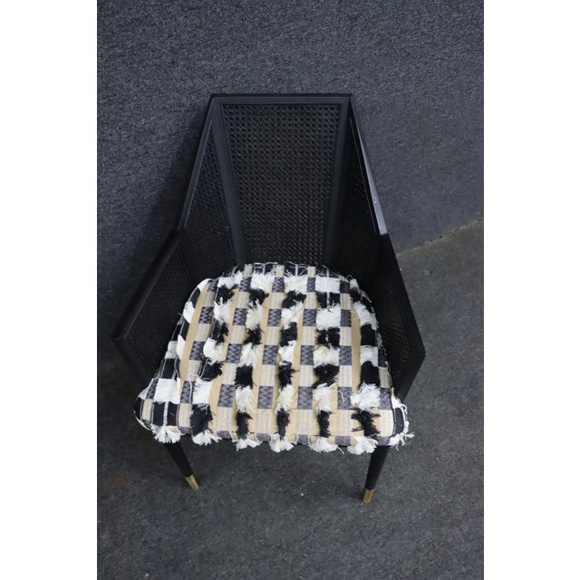 Mid-Century Modern Baker Milling Road Kara Mann Black Cane Dining Armchair For Sale - Image 3 of 11