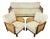 Art Deco Living Room Set in Curved Wood with Tweed and Cane, 1950s, Set of 3 For Sale