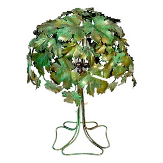 Italian Polychromed Tole Grapevine Topiary Table Lamp, Circa 1960s For Sale