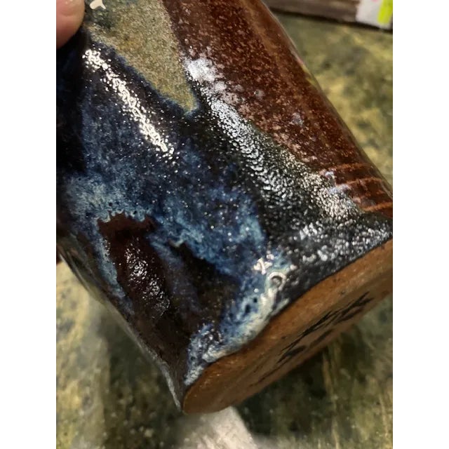 Mid-Century Modern Mid 20th Century Vase With Thick Dripped Glaze For Sale - Image 3 of 11