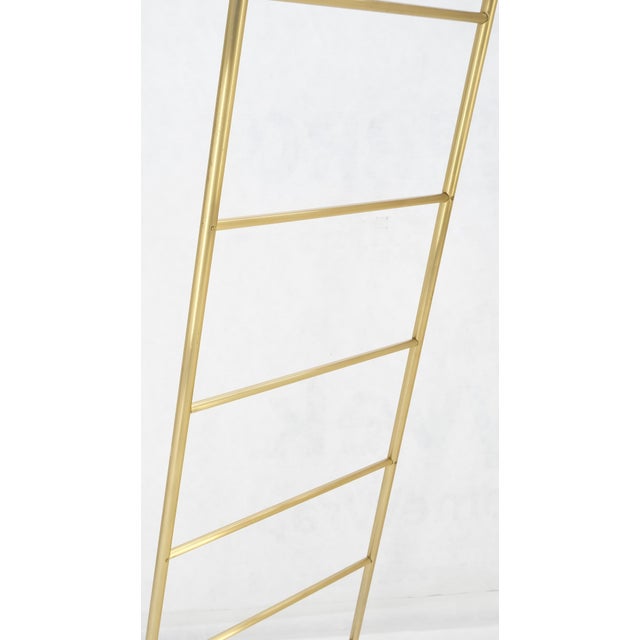 Metal Pair of 89" Tall Brass Custom Decorative Textile Fabric Towel Racks Displays For Sale - Image 7 of 11