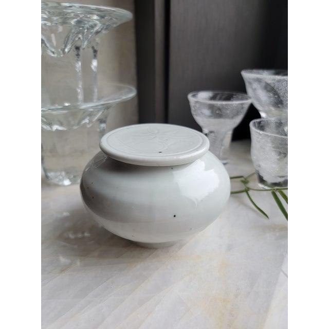 Handmade Japanese White Porcelain Lotus Flower Lidded Container From Rw Guild by Tomoko Sakai For Sale - Image 4 of 15