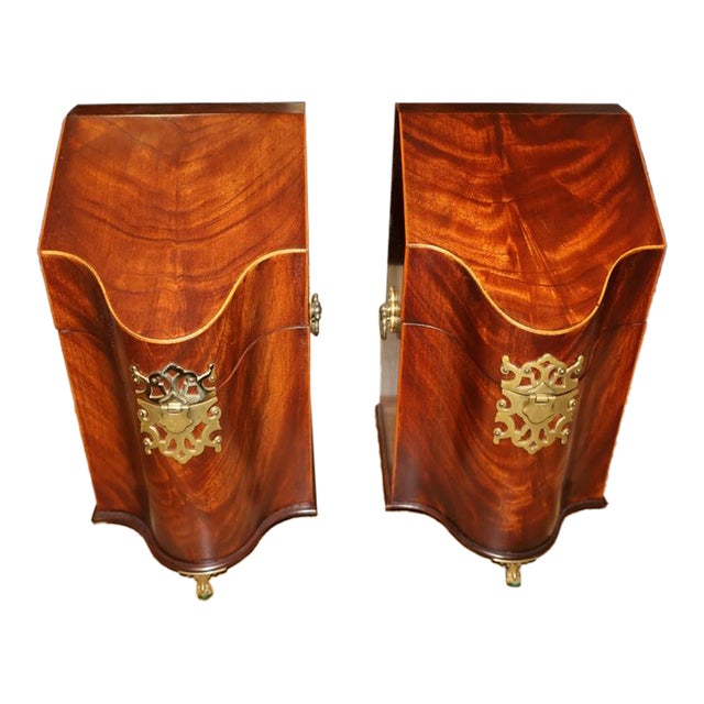 Pair of George III Antique Style Mahogany Knife Boxes Made by Southhampton For Sale