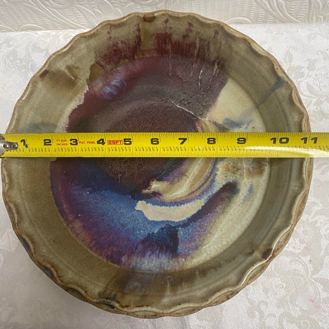 Vintage Large Deep Hand Thrown Studio Pottery Bowl Platter For Sale - Image 11 of 11