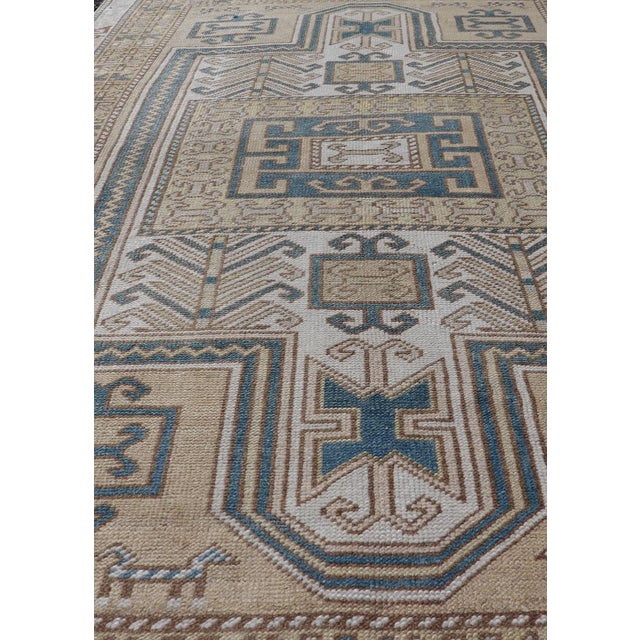 Textile Vintage Turkish Medallion Oushak Rug in Blue, Mocha, and Taupe Measures 3'5"x5'8" For Sale - Image 7 of 10