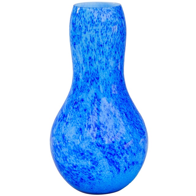 Mid-Century Modern Mid 20th Century Handblown Art-Glass Vase With Blue Hues For Sale - Image 3 of 6
