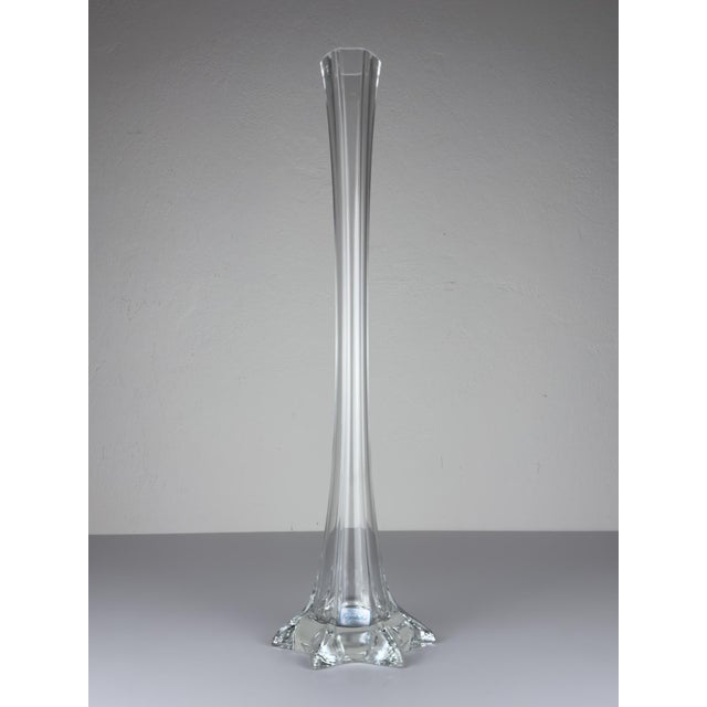 A tall, narrow crystal vase made in Czech in the 1990s. Bohemia Crystalex. Very good vintage condition. The crystal vase...