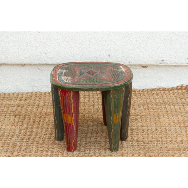 Vintage Festive Multicolor Nupe Table | Chairish