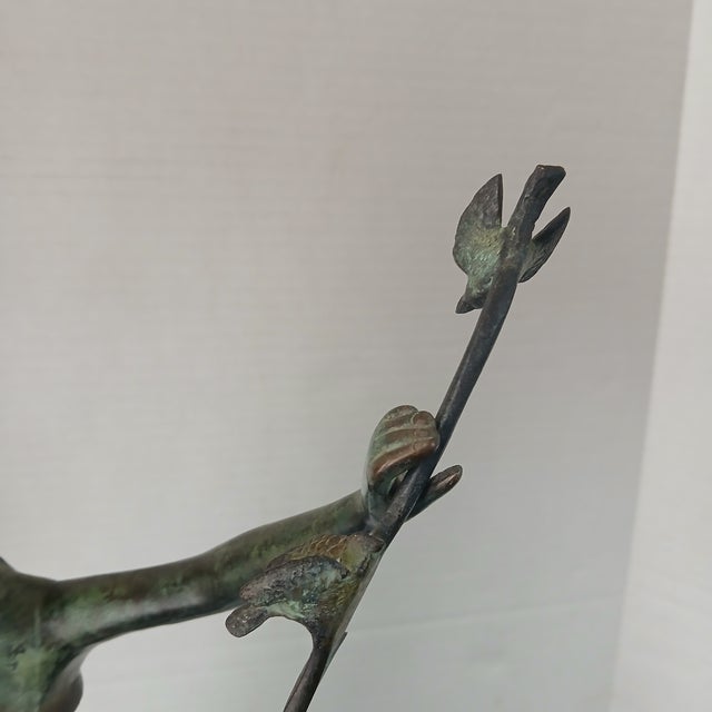 Art Nouveau Late 20th Century Bronze Sculpture Young Girl With Her Birds Art Nouveau Style For Sale - Image 3 of 4