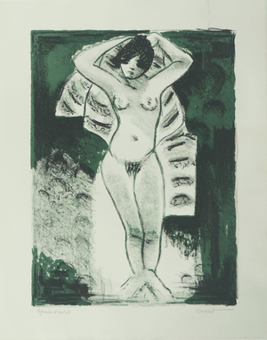 Roger Crusat, Nu à la serviette, Lithograph