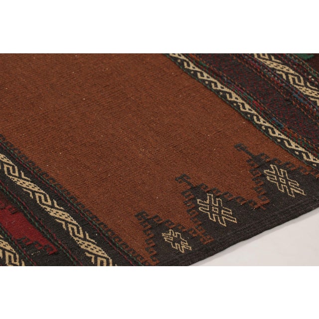 Tribal Vintage Afghan Runner in Brown With Geometric Tribal Patterns - Rug & Kilim For Sale - Image 3 of 9