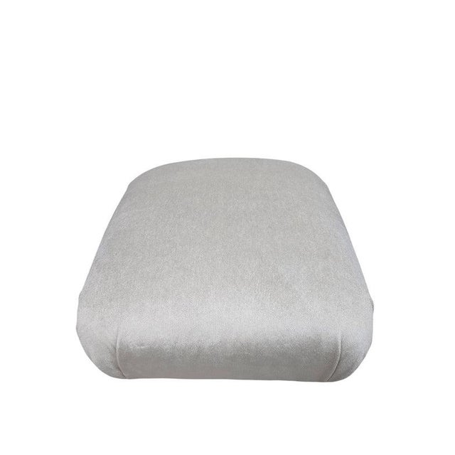 Mid-Century Modern MCM Attributed to Karl Springer Brass Base Pouf Ottoman Newly Reupholstered For Sale - Image 3 of 10