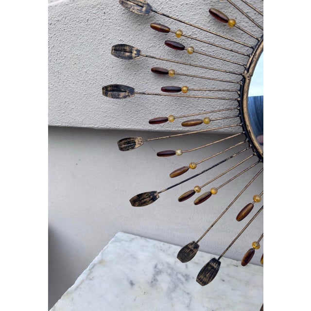 Mid-Century Modern Mid-Century French Sunburst Mirror For Sale - Image 3 of 6