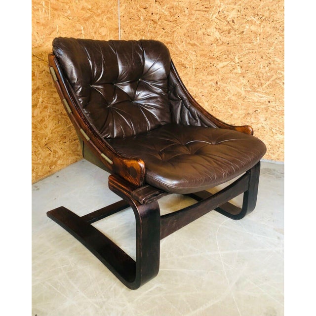 1970s Vintage Danish Lounge Chair in Coco Leather and Rosewood For Sale - Image 5 of 13
