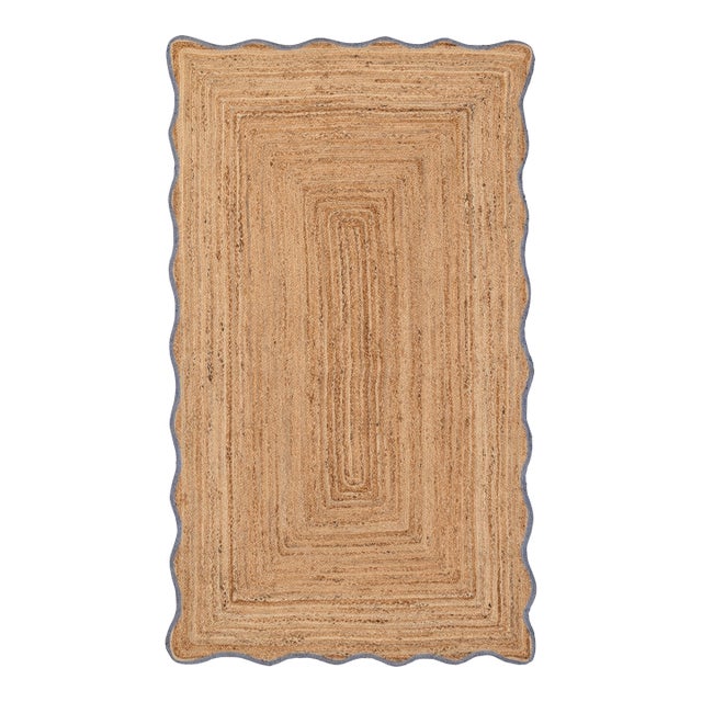 9x12Ft. Grey Wave Scallop Jute Rug For Sale