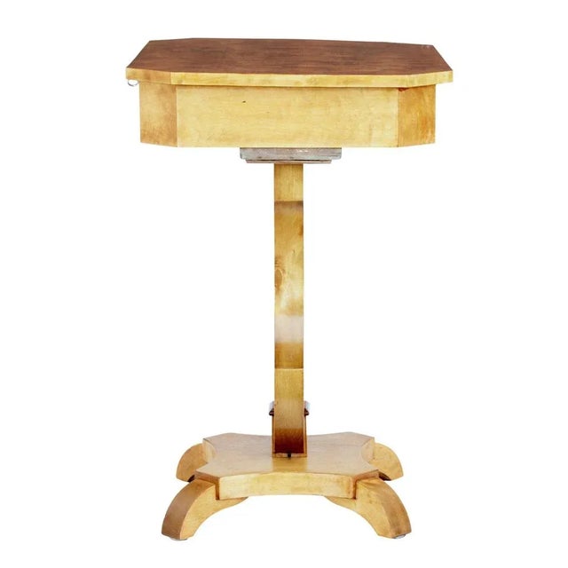 Wood Antique Swedish Lyre Shaped Occasional Table in Birch For Sale - Image 7 of 10