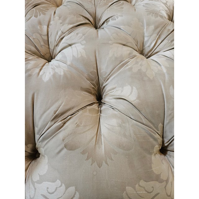 Late 20th Century Custom Silk Tufted Upholstered Ottoman For Sale In Indianapolis - Image 6 of 7