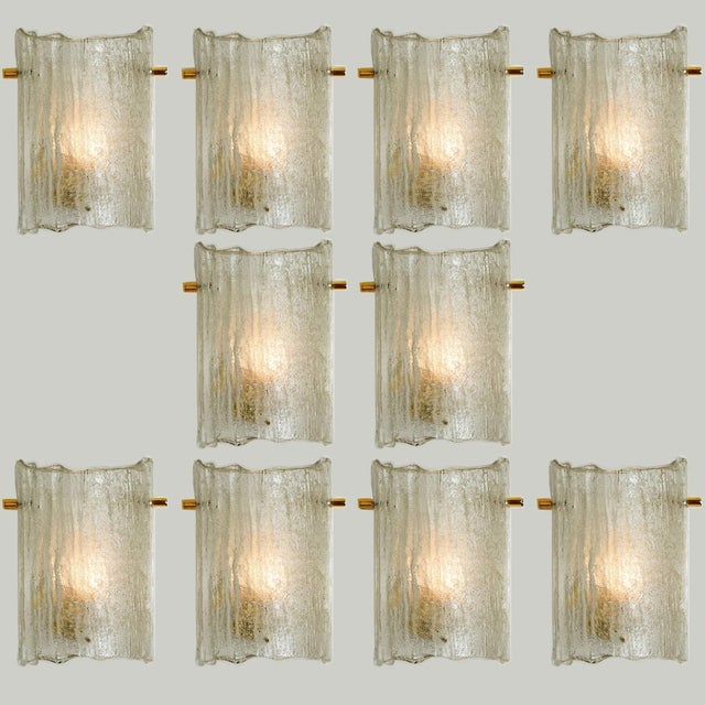 Kalmar Massive Glass Wall Light Fixtures by J.T. Kalmar, 1960s For Sale - Image 4 of 9