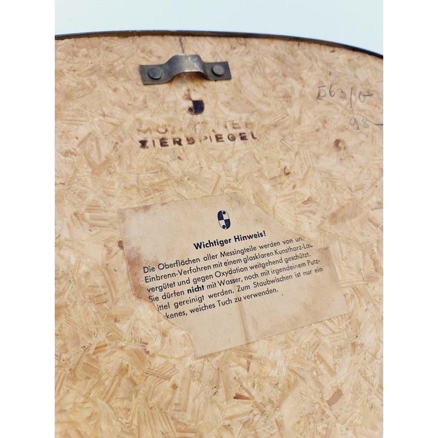 Mid-Century Asymmetric German Brass Wall Mirror, 1960s For Sale - Image 9 of 11