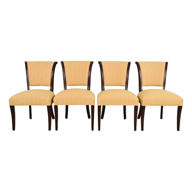 Barbara Barry for Baker Furniture Modern Regency Mahogany Dining Chairs, Set of Four For Sale