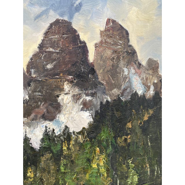 Willy Angele, Three Peaks of Lavaredo, Italian Dolomites, 1950s, Oil on Canvas For Sale - Image 6 of 15