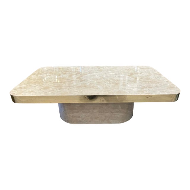 Vintage Faux Marble Vinyl Coffee Table For Sale