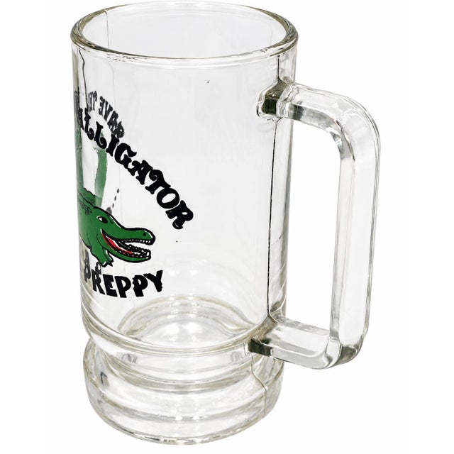 American Vintage "Save the Alligator Eat a Preppy" Glass Stein For Sale - Image 3 of 9