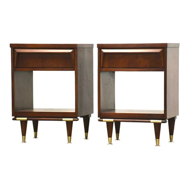 1960s Refinished Walnut Nightstands - a Pair For Sale