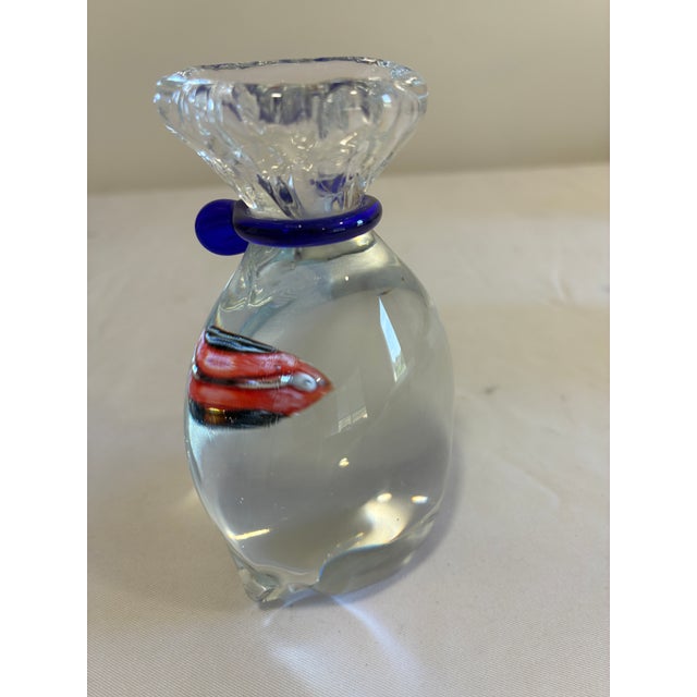 Transparent Hand Blown Murano Style Art Glass Fish in a Bag For Sale - Image 8 of 11