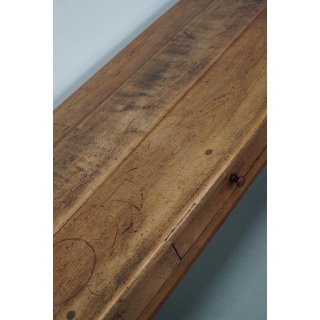 Antique 19th Century French Rustic Elm Farmhouse Dining Table For Sale - Image 5 of 18