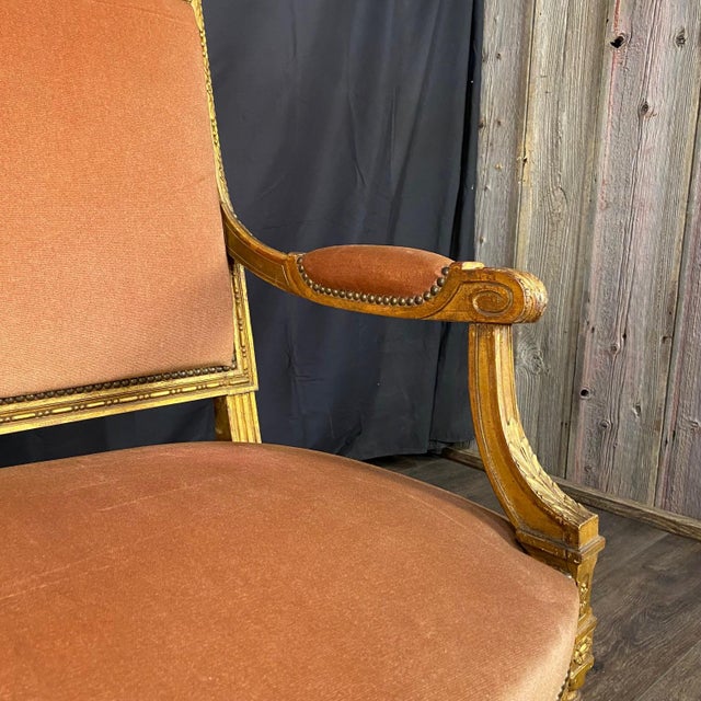 Wood Antique French Louis XVI Sofa From 19th Century Parlor Set For Sale - Image 7 of 13
