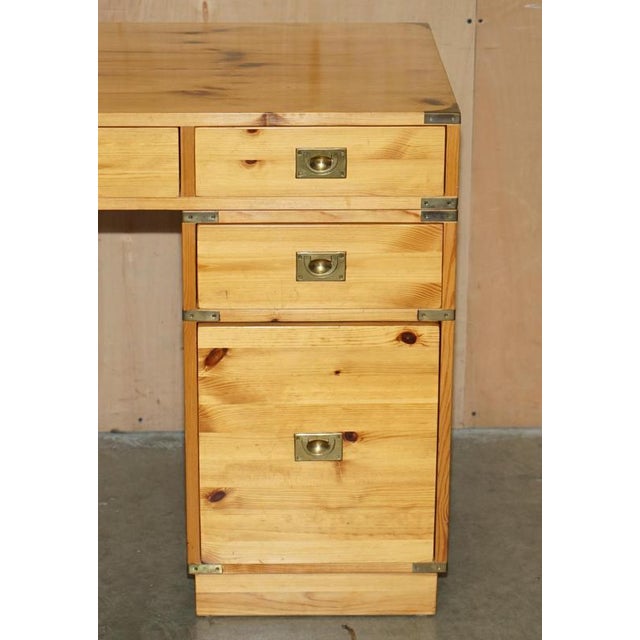 Vintage English Twin Pedestal Desk in Pine For Sale - Image 4 of 18