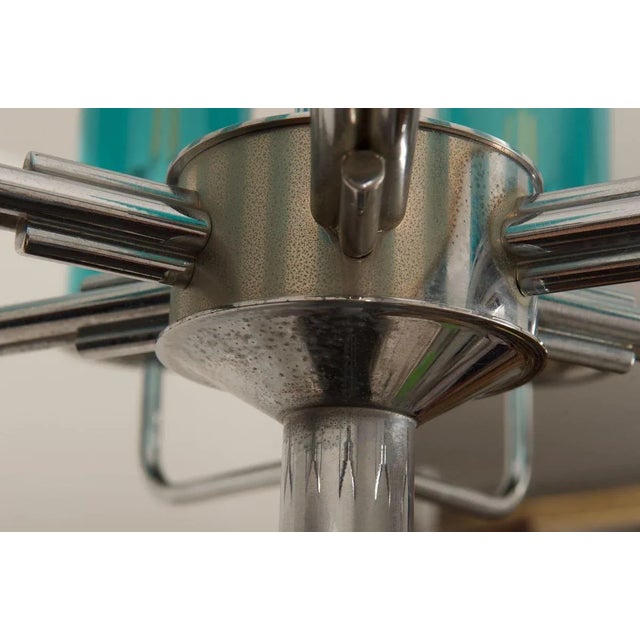 Mid-Century Brass & Blue Glass Model T434 12 Chandelier by Hans-Agne Jakobsson for Hans-Agne Jakobsson AB Markaryd For Sale - Image 4 of 18