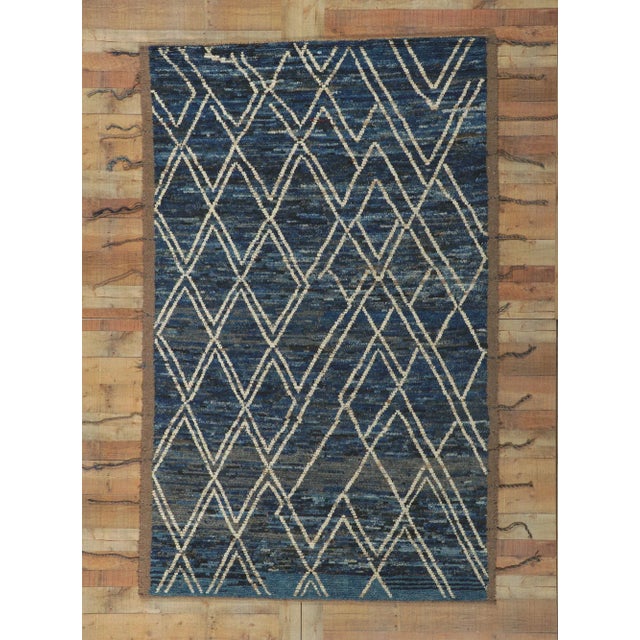 Blue Moroccan Short Pile Rug - 05'08 X 8'10 For Sale - Image 10 of 10