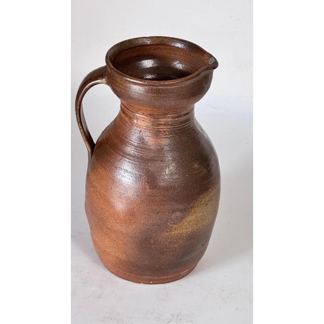 French Handcrafted Studio Stoneware Pitcher, 1950s For Sale - Image 6 of 11