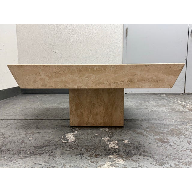 Travertine Reverse Bevel Coffee Table, Vintage For Sale - Image 4 of 12