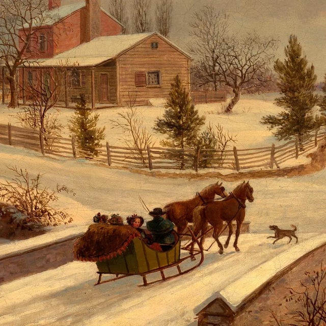 This winter scene evokes memories of an idyllic time past and the song lyrics, "Over the river and through the woods to...