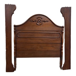 Antique Full Size Victorian Walnut Carved Bedframe For Sale