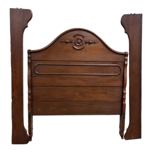 Antique Full Size Victorian Walnut Carved Bedframe