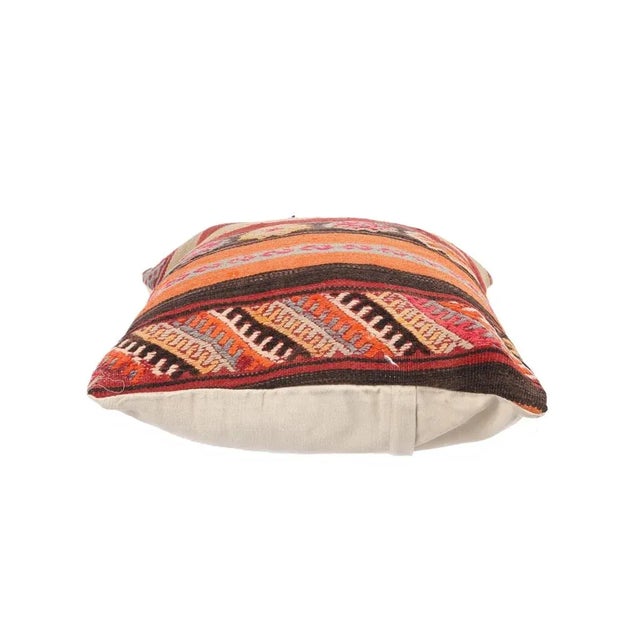 Decorative pillow cover made from vintage handwoven Turkish kilim pieces. Backed with good quality cotton fabric. Pillow...