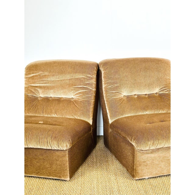 Vintage Modular Velvet Sofas and Armchairs, 1960s, Set of 6 For Sale - Image 9 of 18