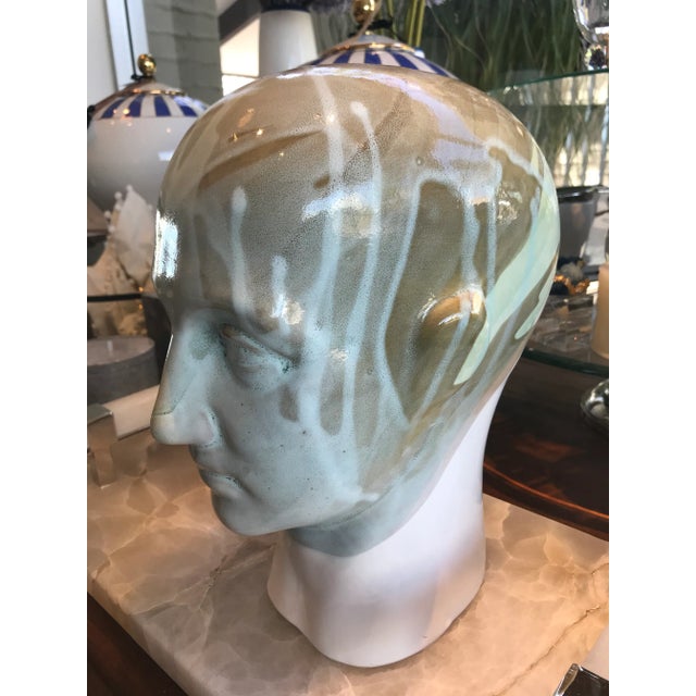 1980s Vintage Drip Glaze Ceramic Head Figure For Sale - Image 5 of 8
