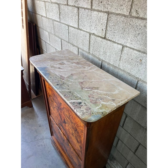 Wood Louis Philippe French Figured Walnut Secrétaire À Abattant With Marble Top For Sale - Image 7 of 15