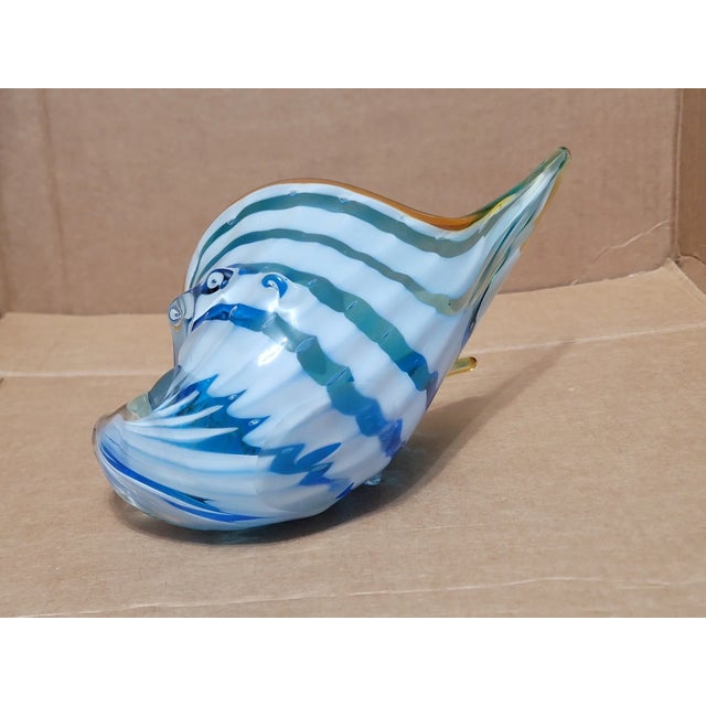 Vintage MCM Murano Style Hand Blown Italy Glass Conch Shell Figurine For Sale In Phoenix - Image 6 of 7